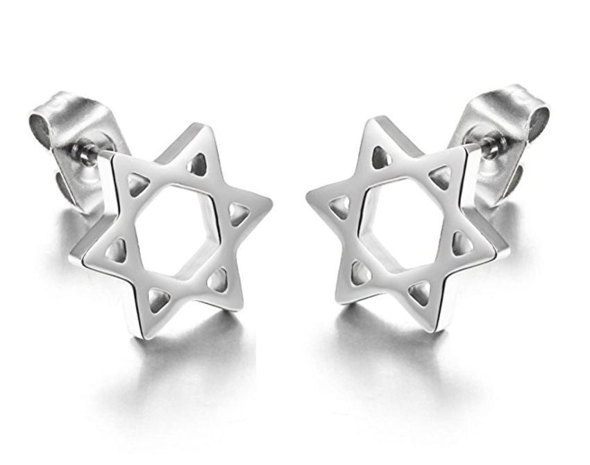 jewish star stud earrings