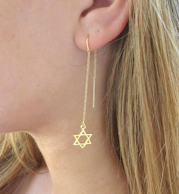 jewish star thread earrings