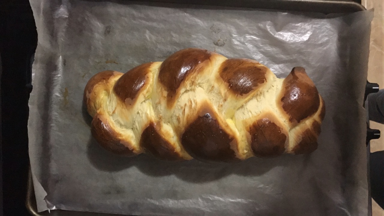 challah out of the oven