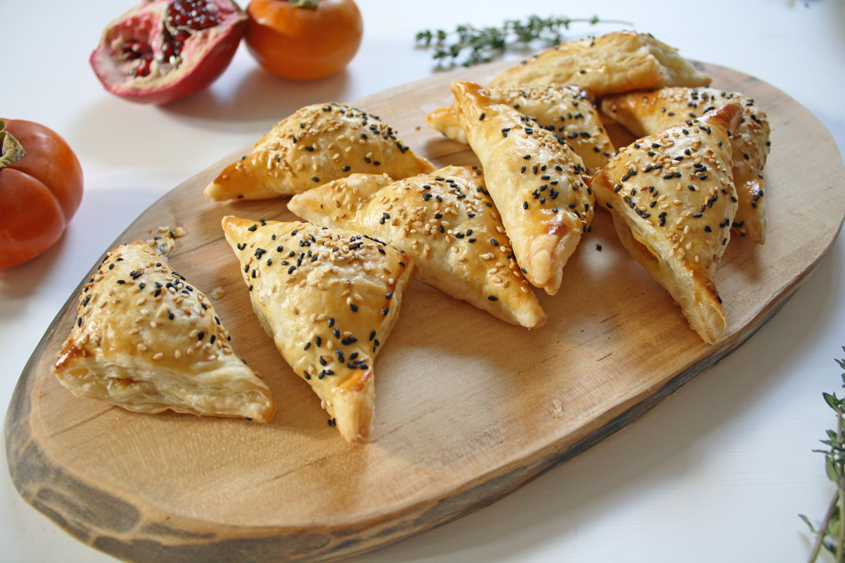 roasted squash and caramelized onion burekas