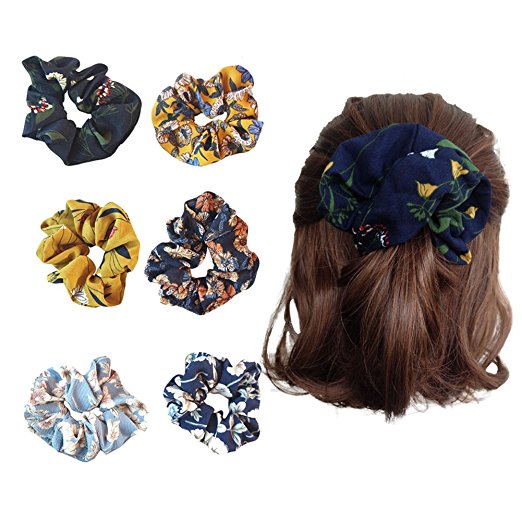 flower chiffon scrunchies