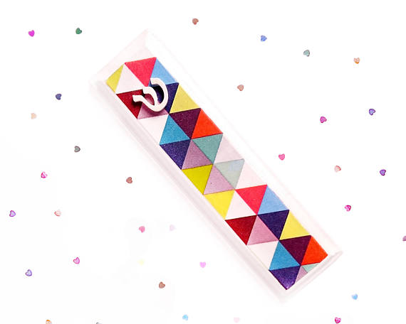 colorful geometric pattern mezuzah