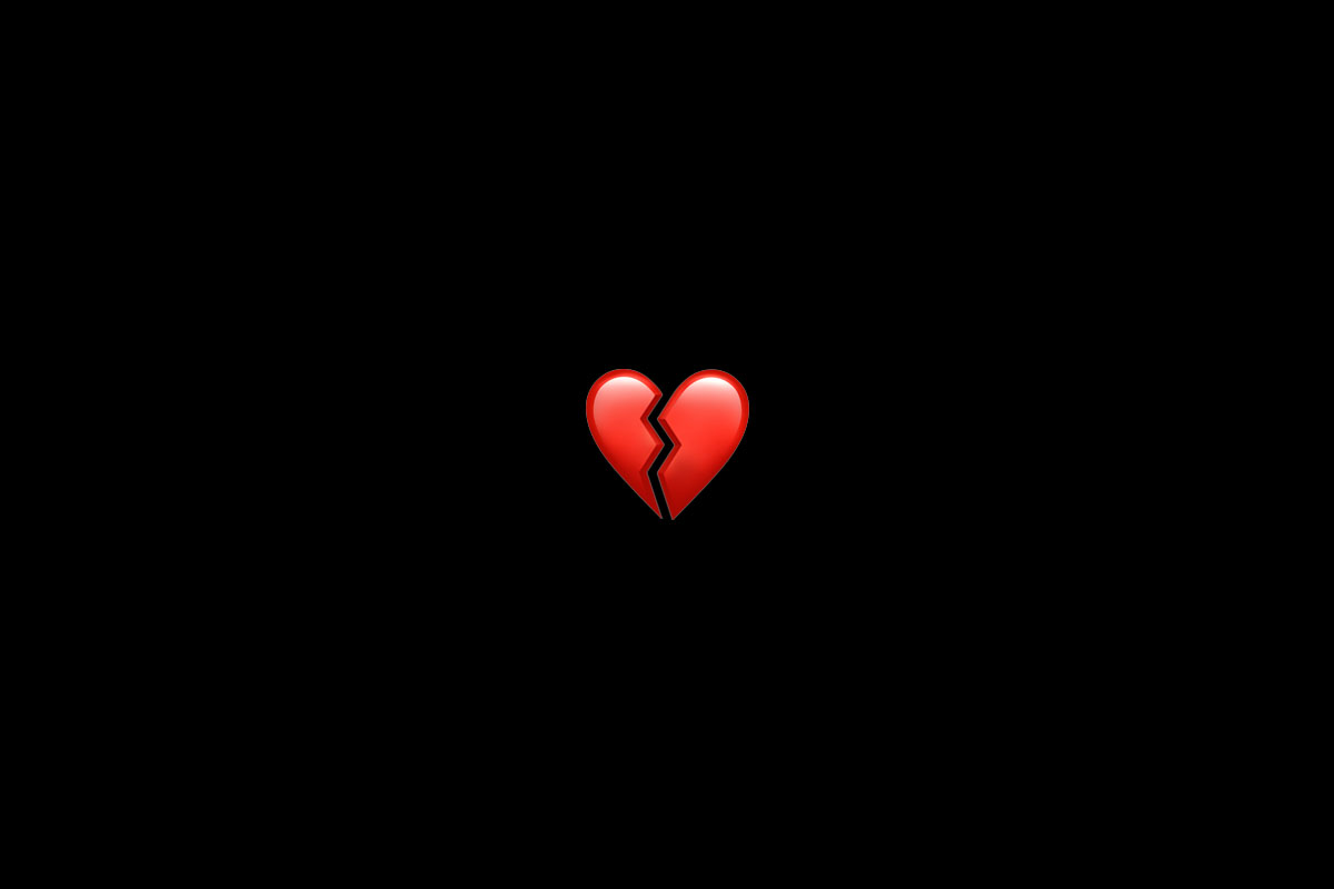 heart broken on black background