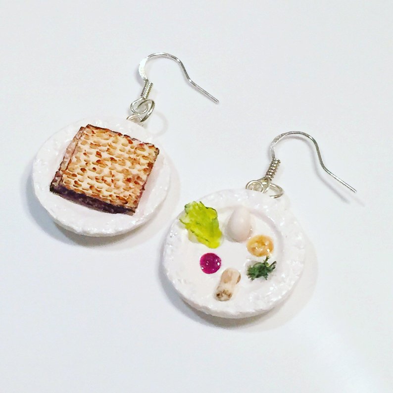 matzah and seder plate earrings