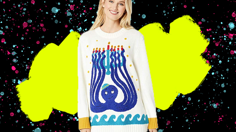 octopus menorah sweater