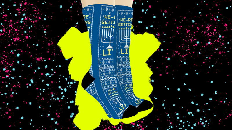 we're getting lit hanukkah socks