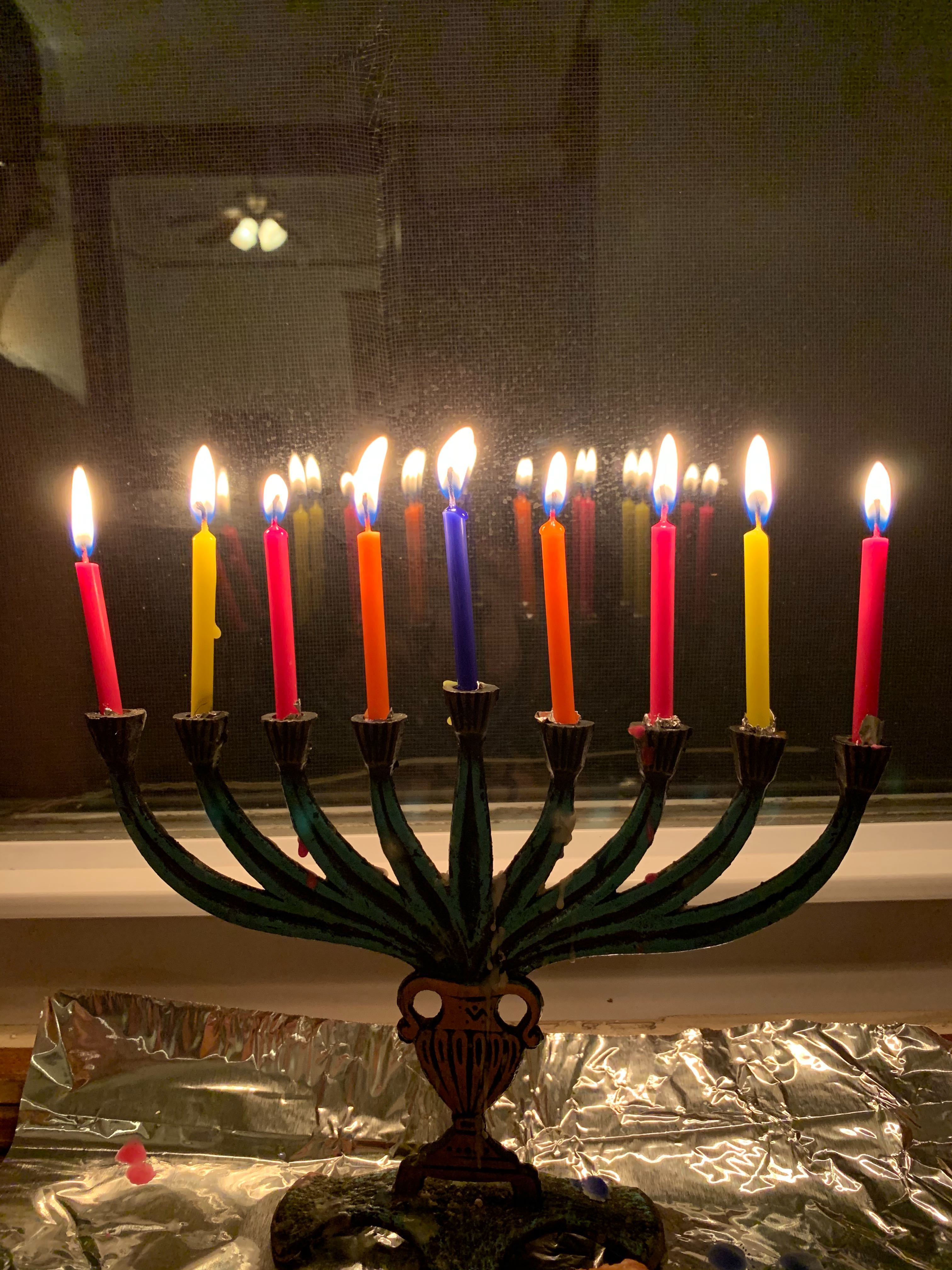 menorah lit for eight night