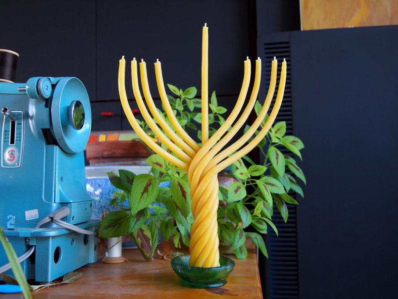 beeswax menorah