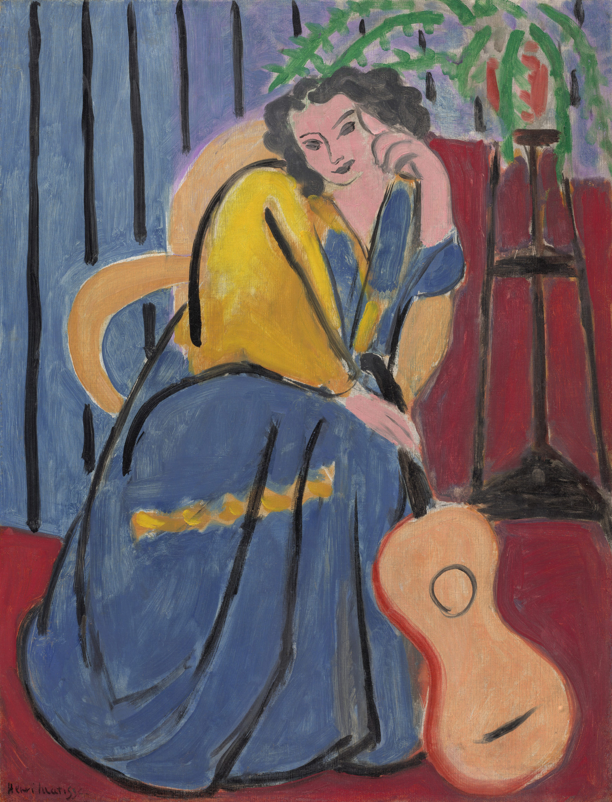 Matisse, Girl in Yellow and Blue with Guitar-Press Image - 3000px W (300dpi)