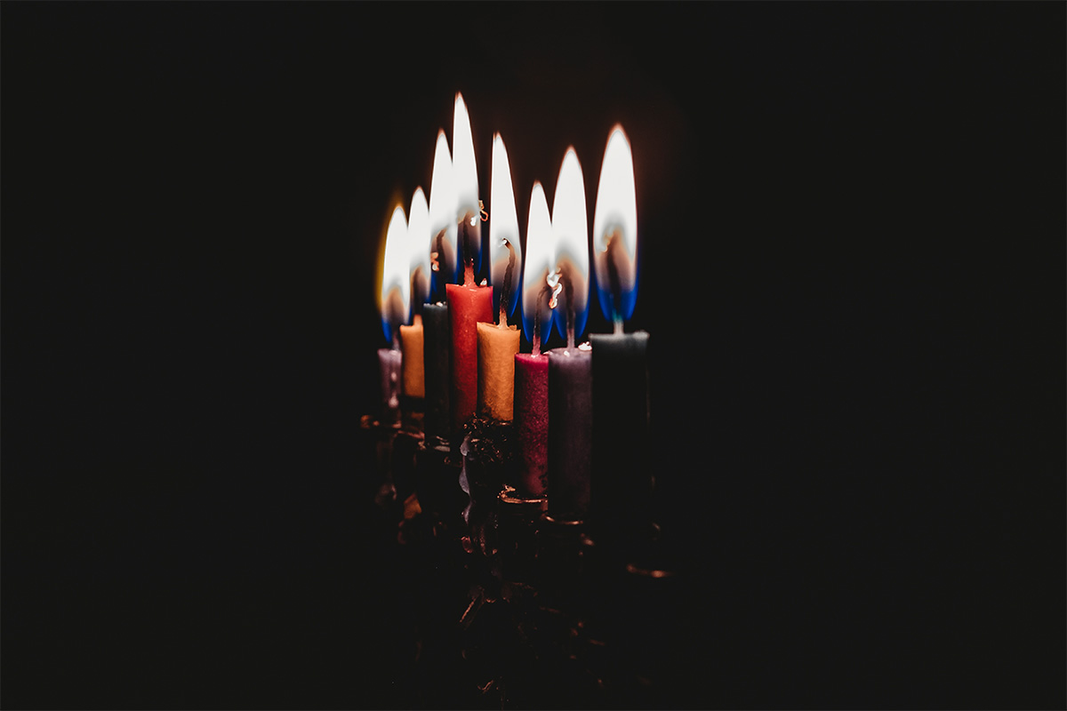 Candles in College Hanukkah Shabbat