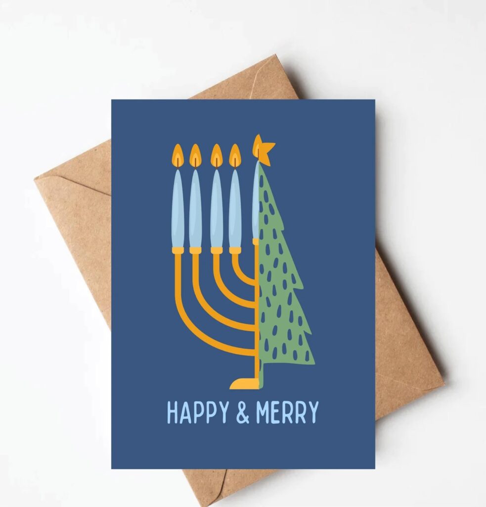 Happy and Merry Chrismukkah Card (Etsy)