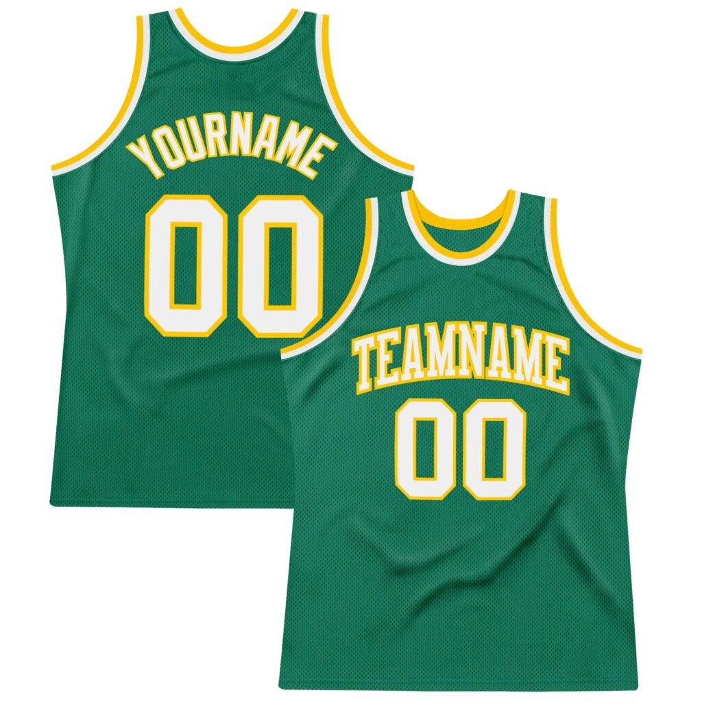 Custom Kelly Green White-Gold Jersey (Fansidea)