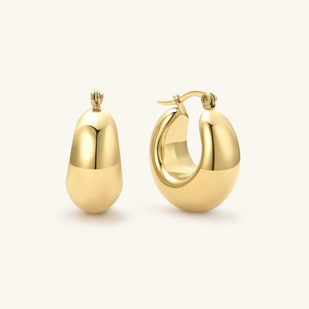 18K Chunky Gold Hoop Earrings (Etsy)