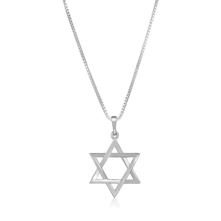 Unisex Classic Star of David Necklace in Sterling Silver (Modern Tribe)