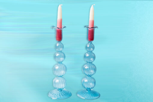 Venetian Blue Shabbat Candlesticks by The Nosh Table
