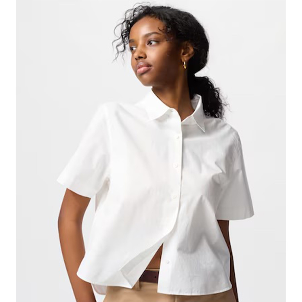 Cotton Short Shirt in White (Uniqlo)