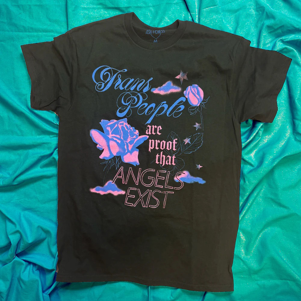 Trans Angels Exist COSMIC T-Shirt (Ash+Chess)