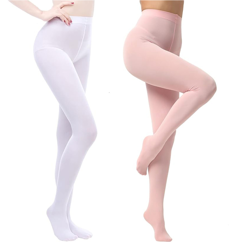 EVERSWE Women's 80 Den Soft Opaque Tights in White and Pink (Amazon)
