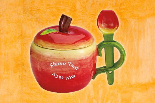 Ceramic Apple Honey Dish and Spoon Set