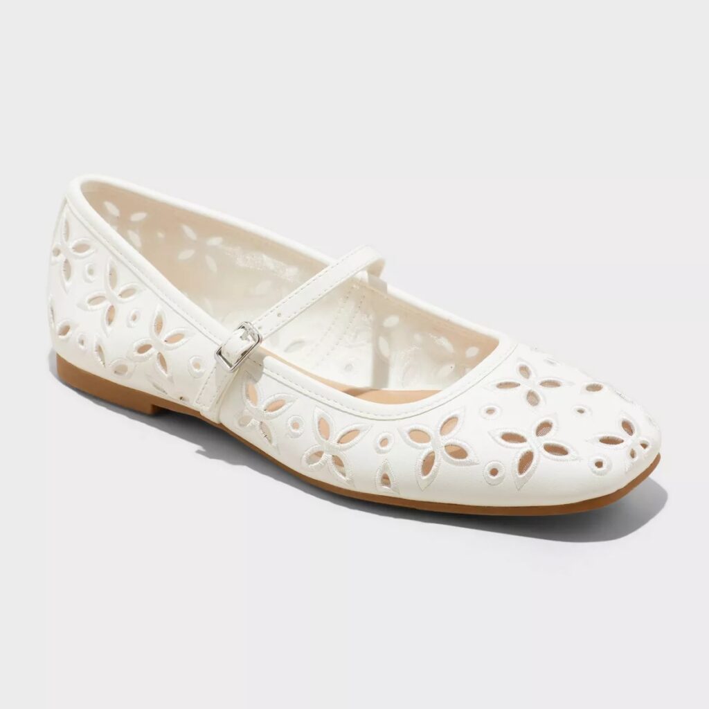 Elsa Eyelet Mary Jane Ballet Flats (Target)