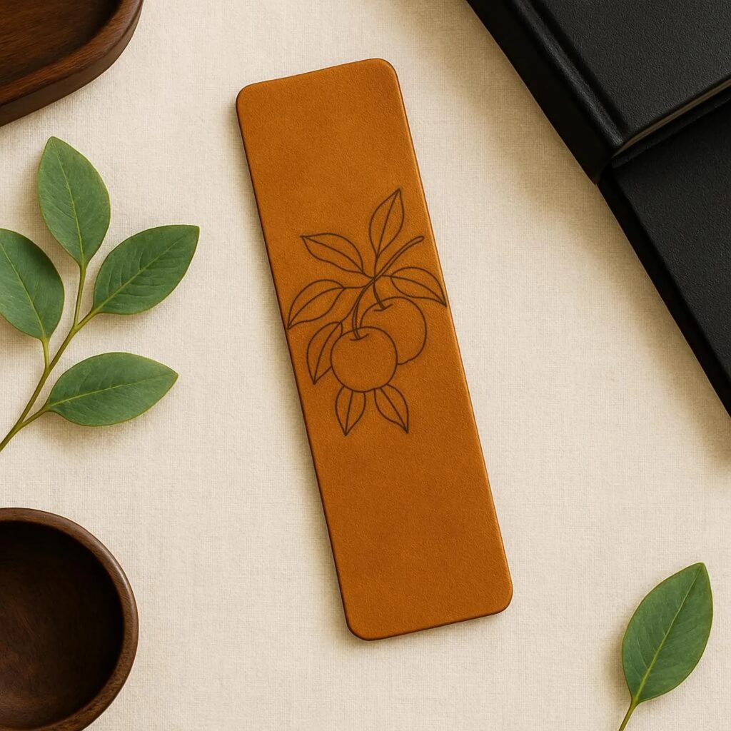 Apple Branch Leather Bookmark