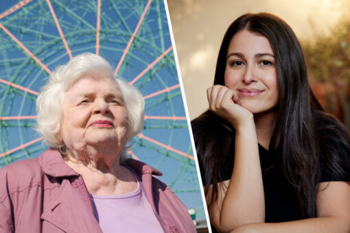A photo of June Squibb in "Eleanor the Great" next to a photo of Tory Kamen