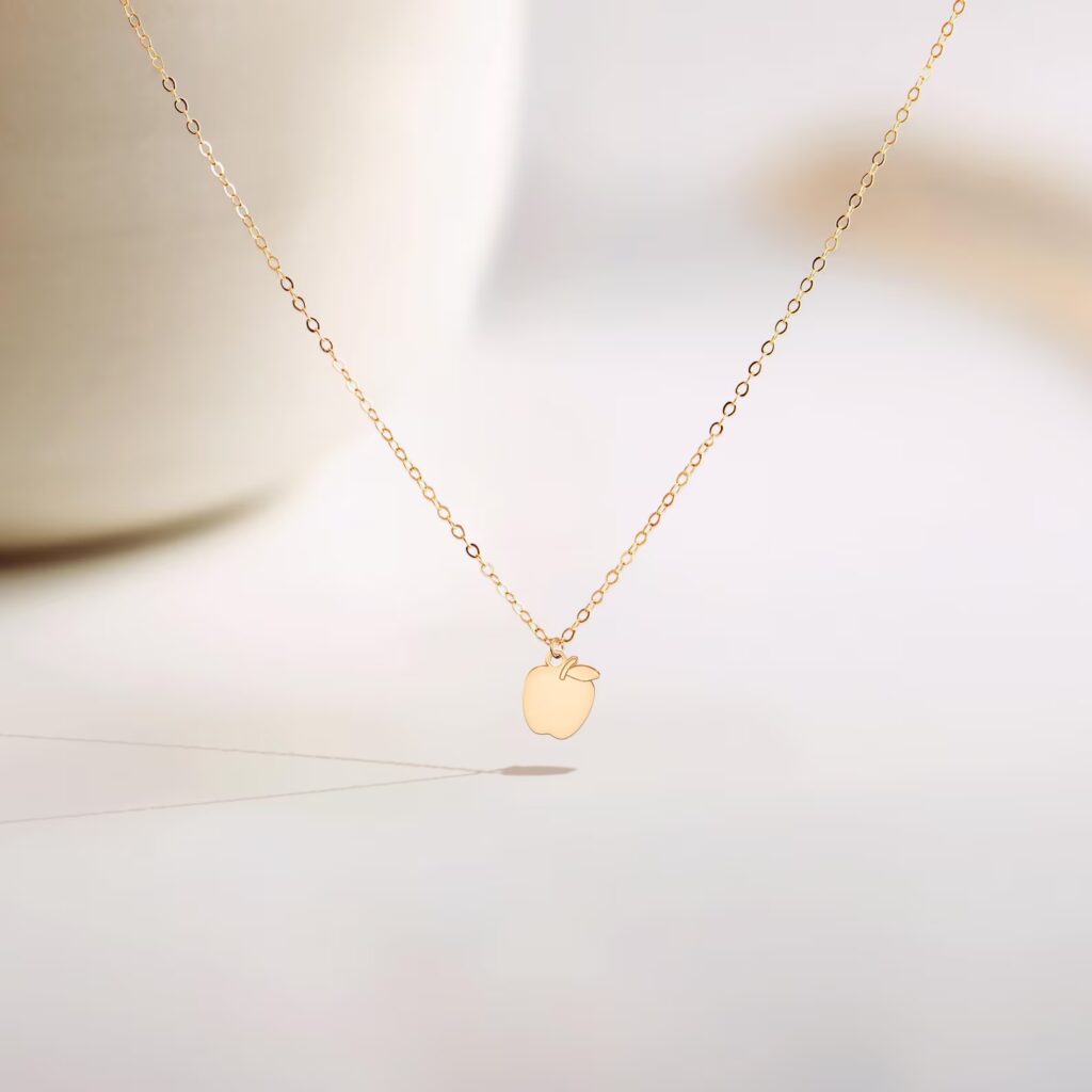 Gold Apple Charm Necklace by CustomBrites (Etsy)
