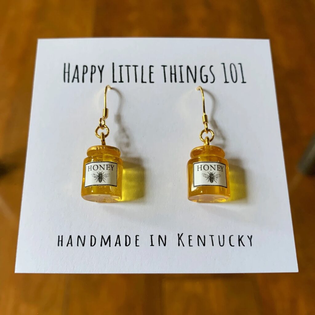 Honey Jar Drop Earrings by HappyLittleThings101 (Etsy)