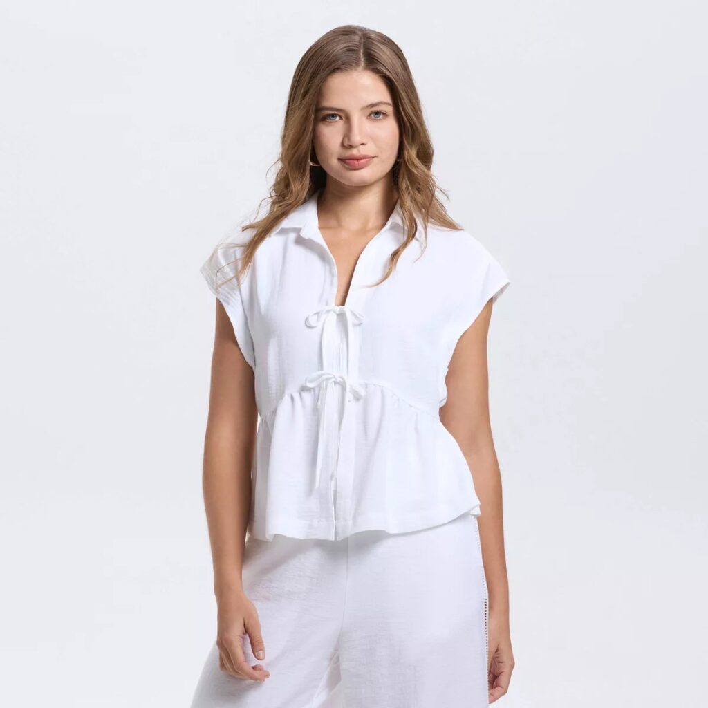 Women's Short Sleeve Tie-Front Blouse (Target)