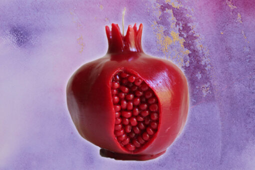 Intricate Crimson Pomegranate Candle