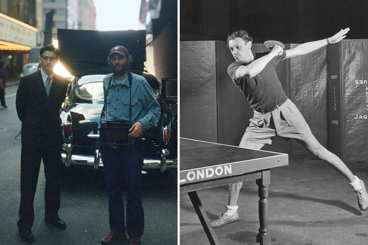 Alojzy "Alex" Ehrlich shows how it's done at the English Table Tennis Championships held at Wembley.