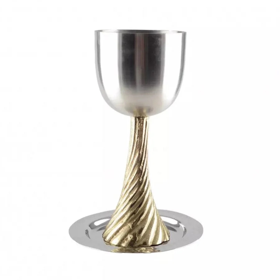 Gilded Foot Kiddush Cup and Saucer (ModernTribe)