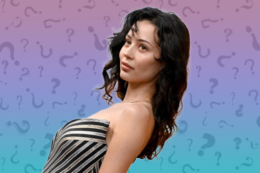 Alexa Demie on a question mark background