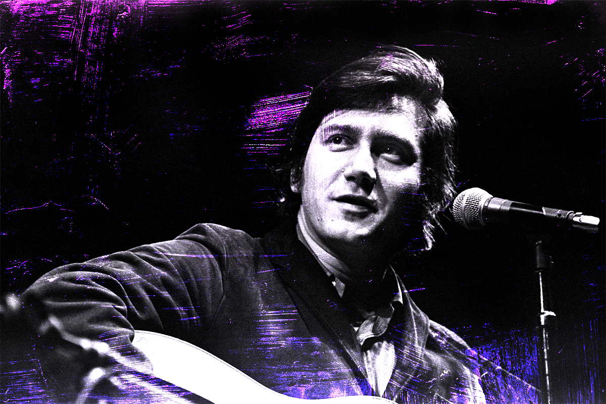 Phil Ochs with purple and magenta colorful highlights