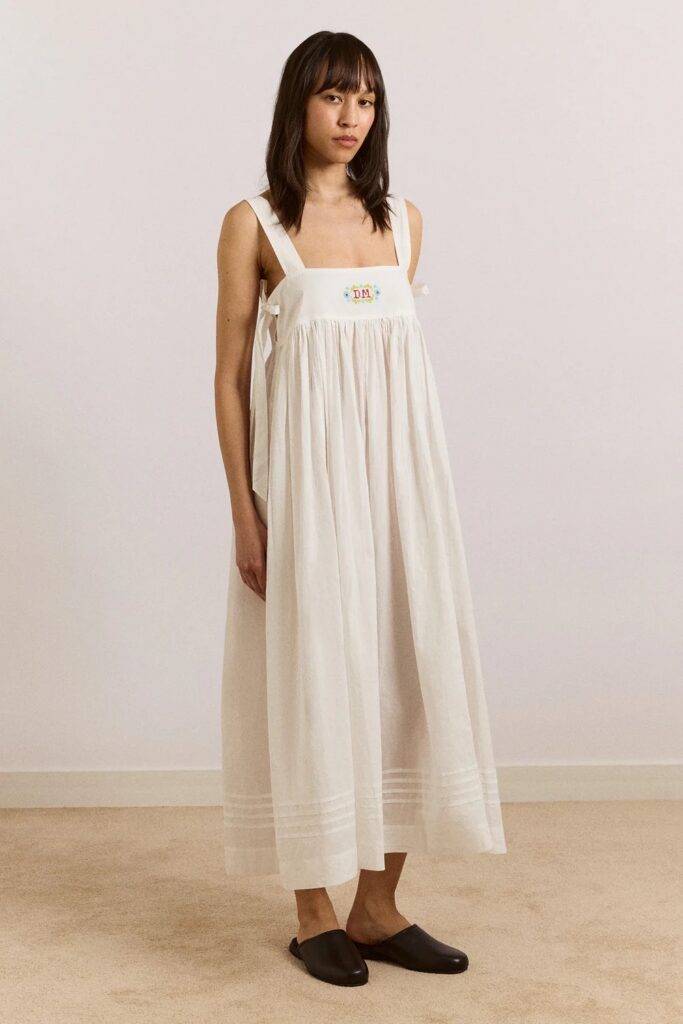 Aspen Maxi Night Dress - White (Damson Madder)
