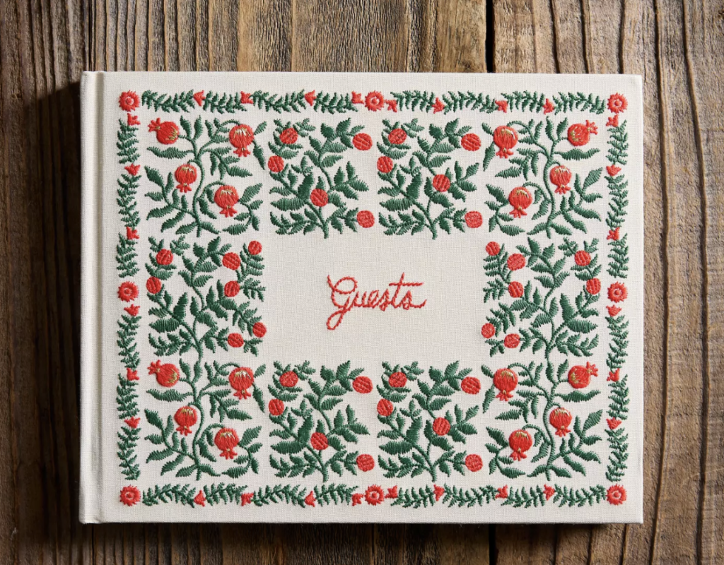Embroidered Pomegranate Guest Book (Anthropologie)