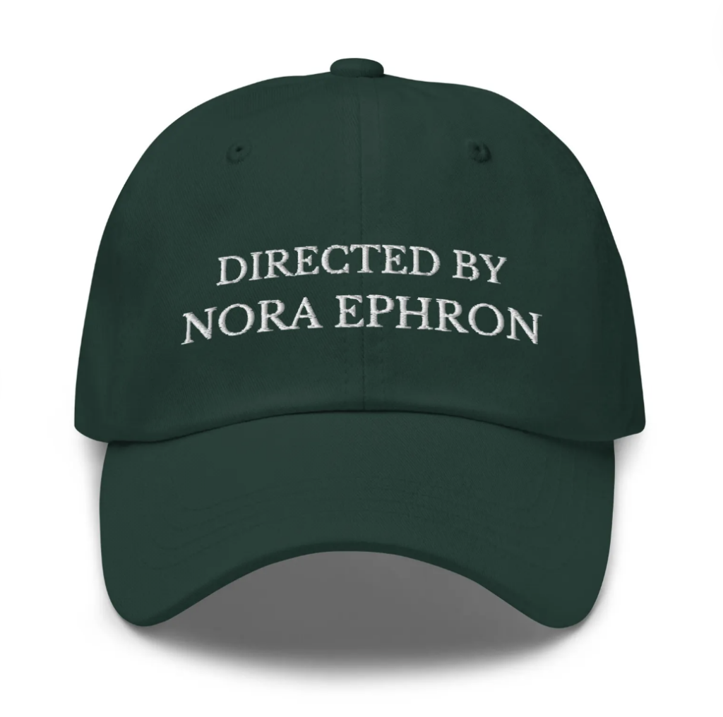 Nora Ephron Embroidered Hat (EvilwaterOriginals on Etsy)