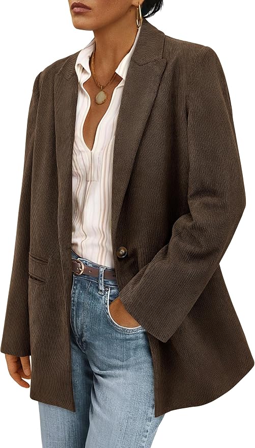Women's Winter Corduroy Blazer in Coffee (Amazon)